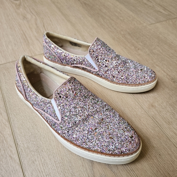 UGG Shoes - UGG Adley Pink Chunky Glitter Confetti Slip On Leather Shoes